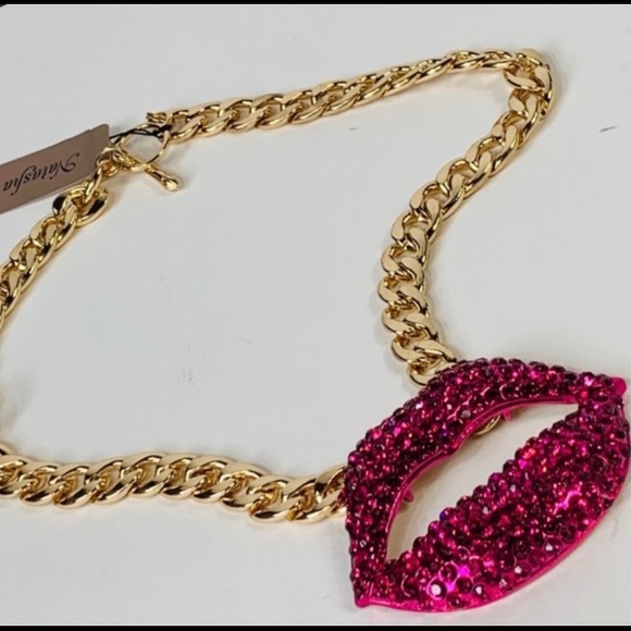 Natasha Couture Jewelry - Natasha exclusive hot pink crystal lip link chain